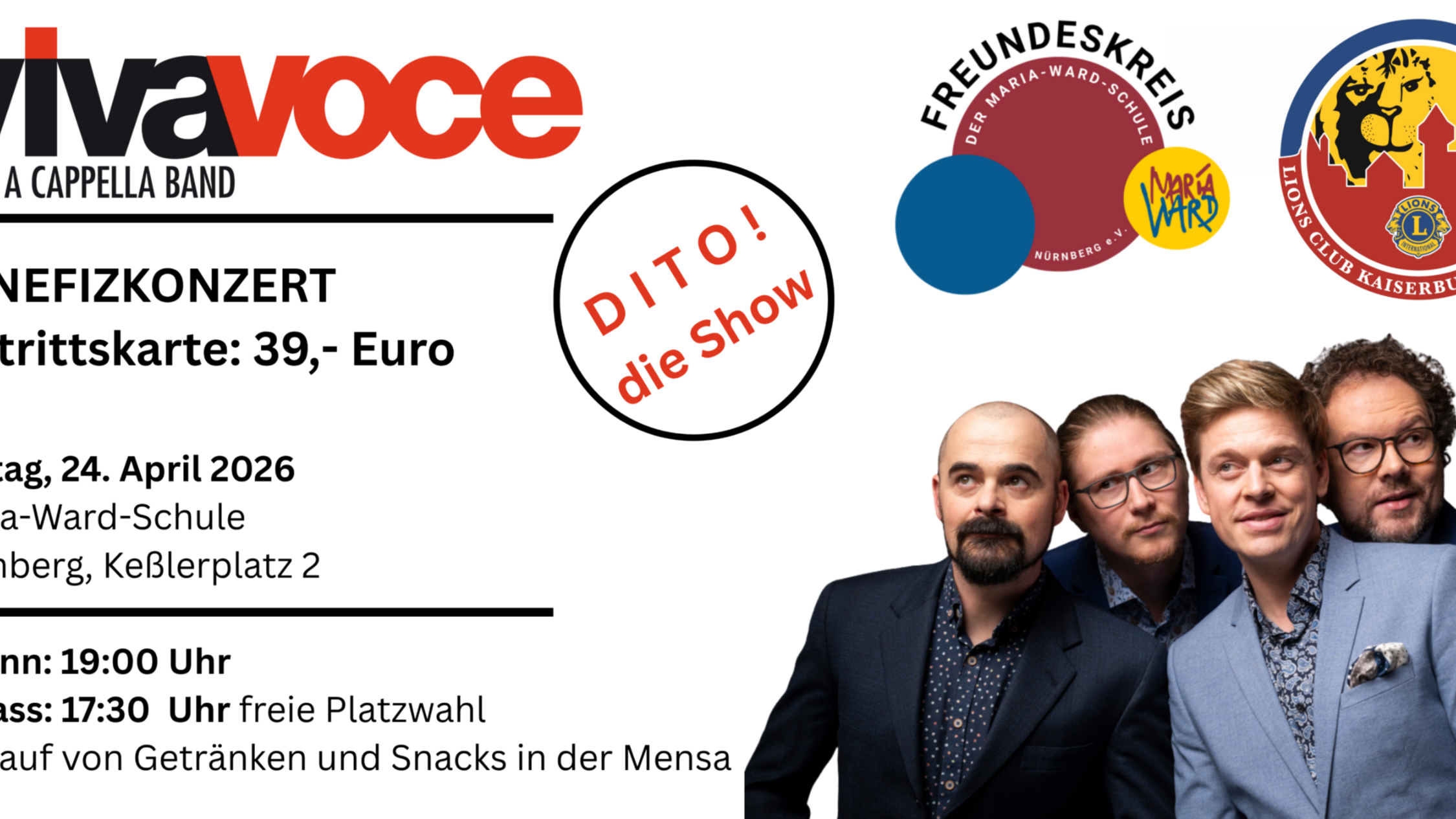 Eintrittskarte D I T O ! Freitag, 24. April 2026, 1900 Uhr Maria-Ward-Schule Nürnberg, Keßlerplatz 2 1730 Uhr Einlass freie Platzwahl Getränke- und Snacksverkauf in der Mensa (1)
