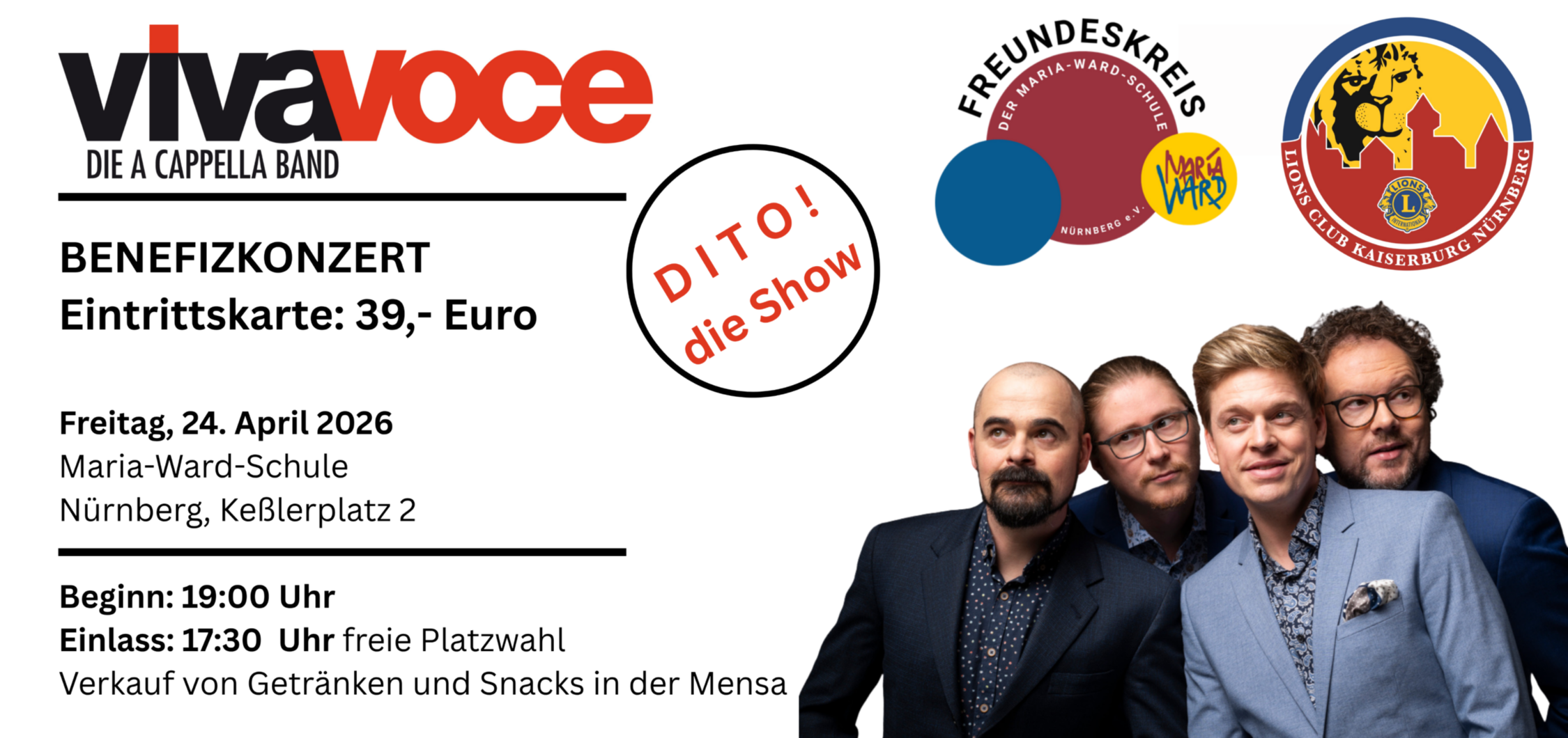 Eintrittskarte D I T O ! Freitag, 24. April 2026, 1900 Uhr Maria-Ward-Schule Nürnberg, Keßlerplatz 2 1730 Uhr Einlass freie Platzwahl Getränke- und Snacksverkauf in der Mensa (1)
