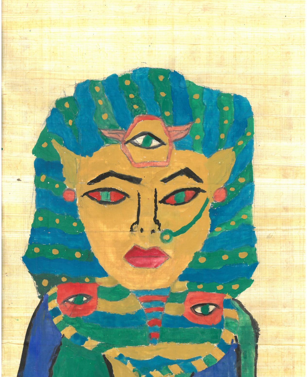 6. Klasse: Ägypten (Temperafarben auf Papyrus)