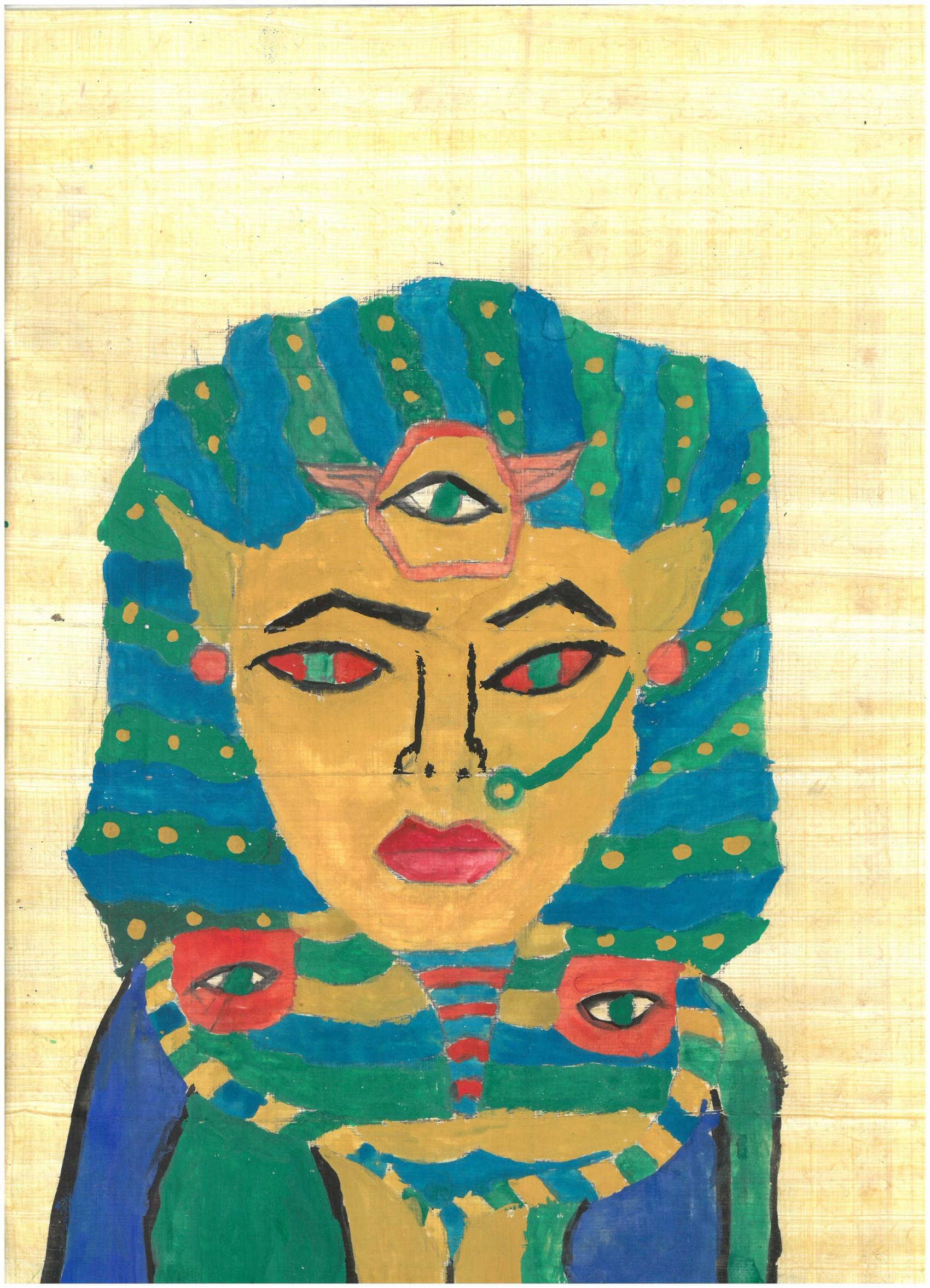 6. Klasse: Ägypten (Temperafarben auf Papyrus)