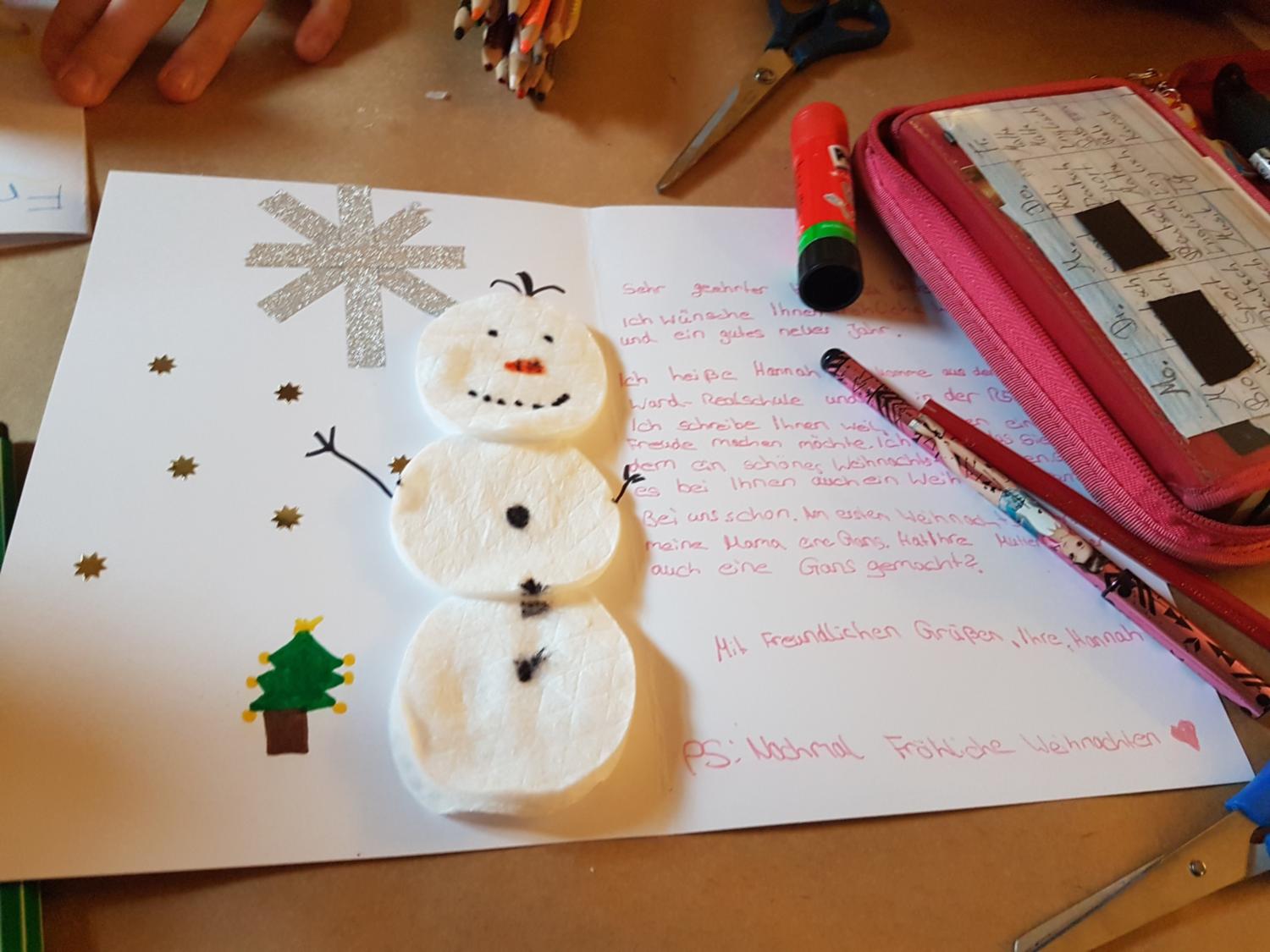 Weihnachtskarte mit Schneemann